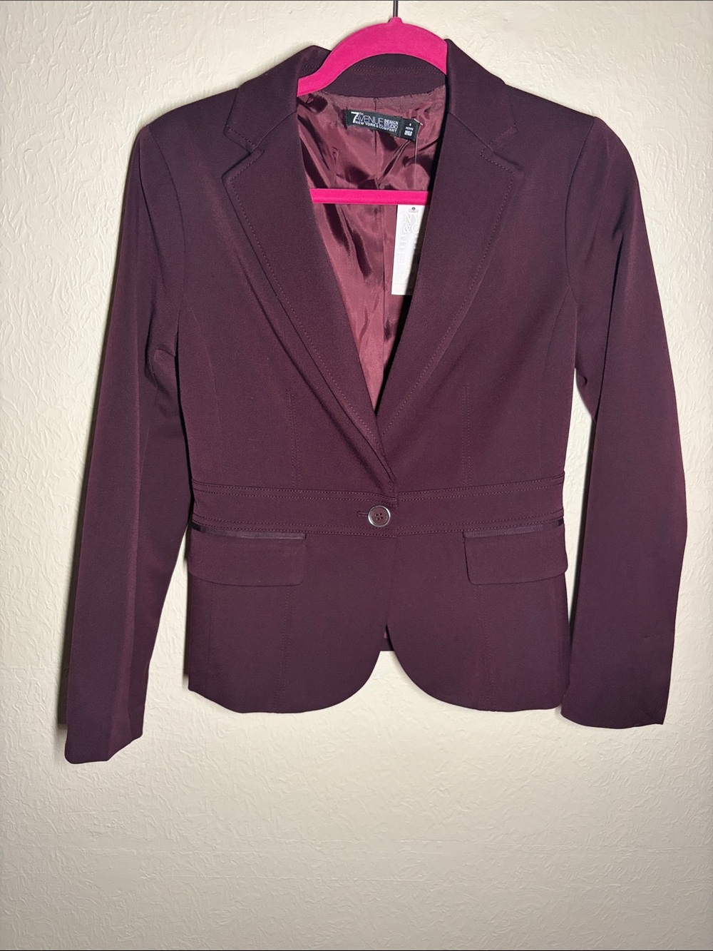 7th Avenue Design Studio Women's Plum Tailored Single-Button Blazer
